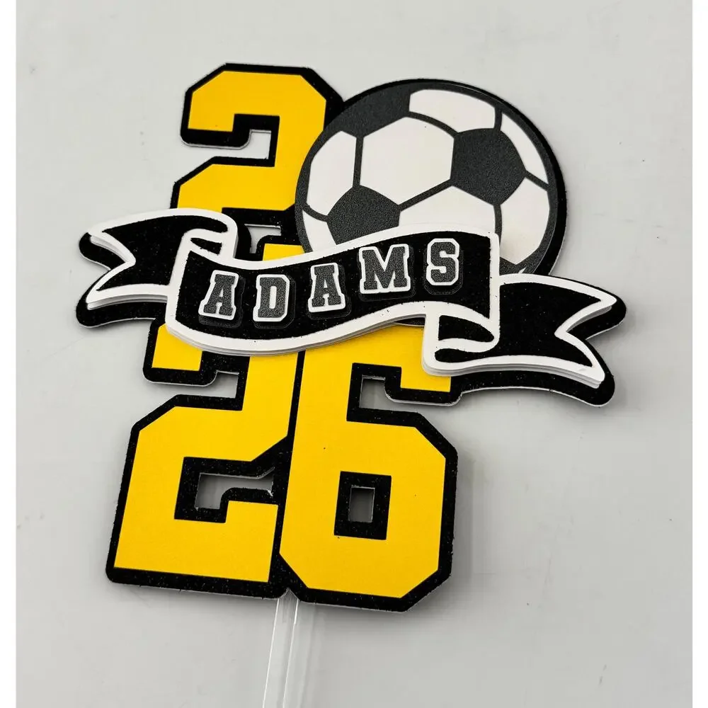 Personalized Soccer Graduation Cake Topper | Class of 2026 Custom Name Decor